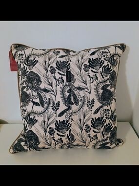 Decorative Black & White Botanical Throw Pillow by Mongoose